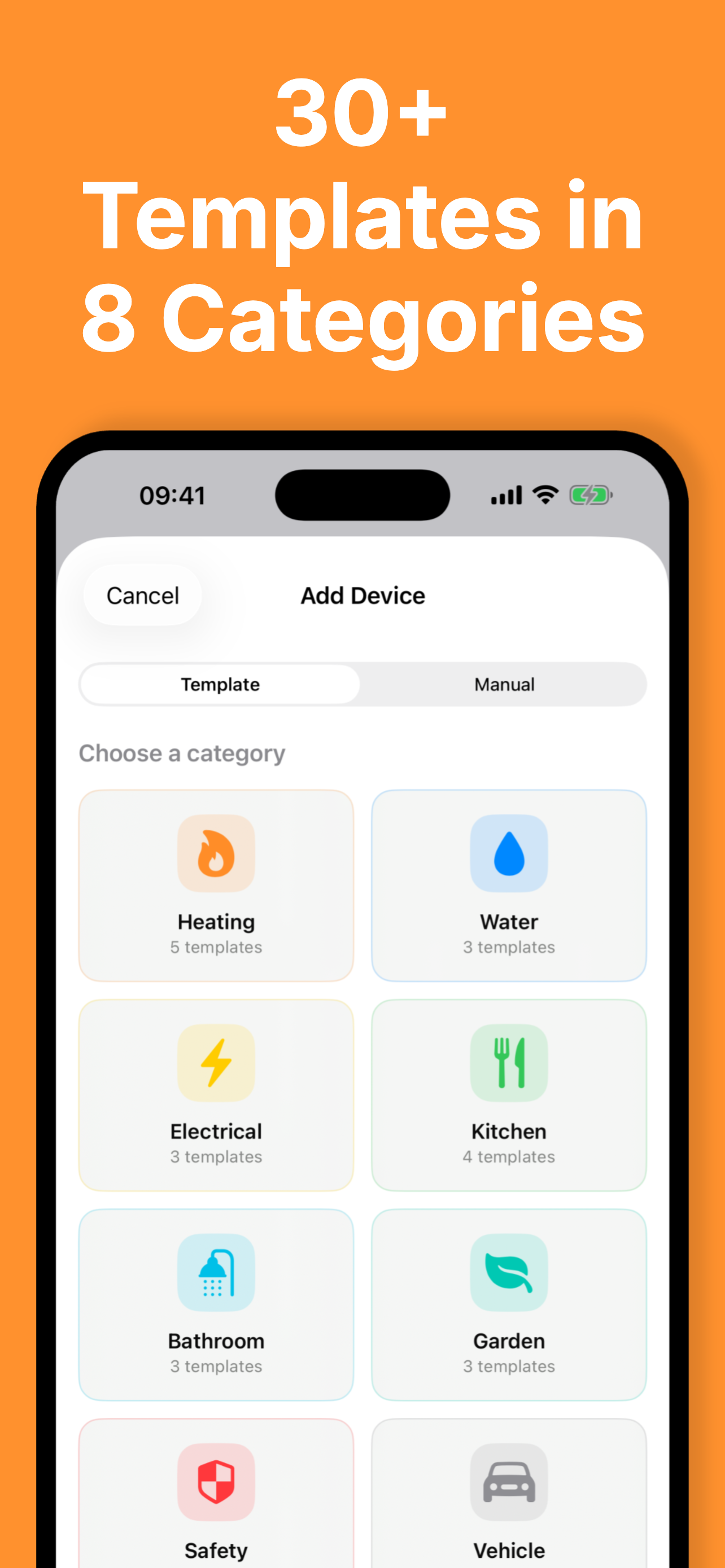 Home-Check template categories for home maintenance
